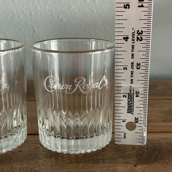 Crown Royal Whiskey Heavy Rocks Glass Set of 2 Etched White Logo - Picture 4 of 8